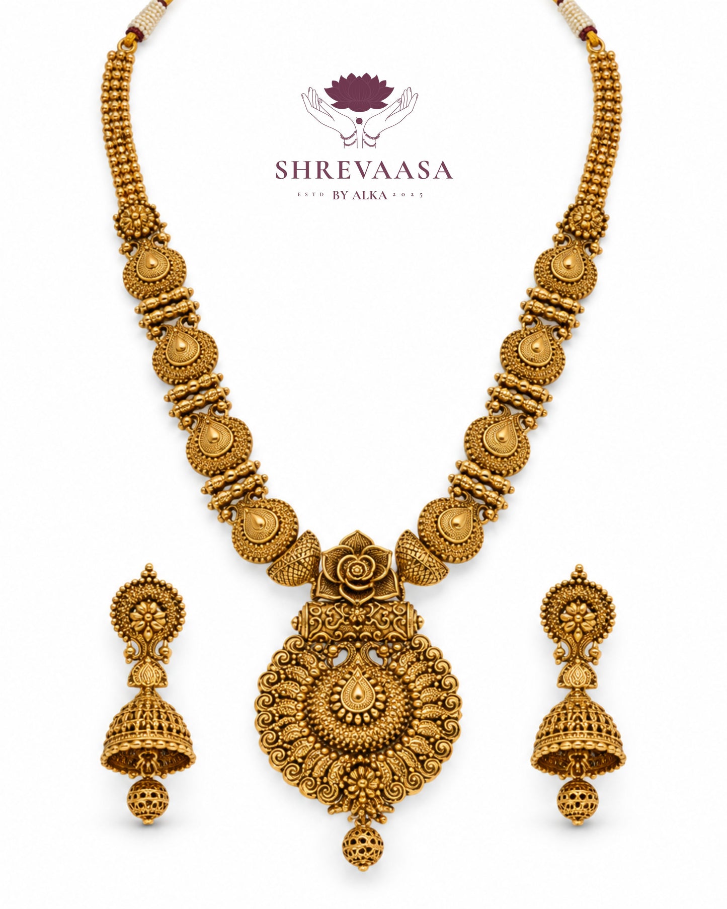 Traditional Temple Jewellery Necklace Set for Rent