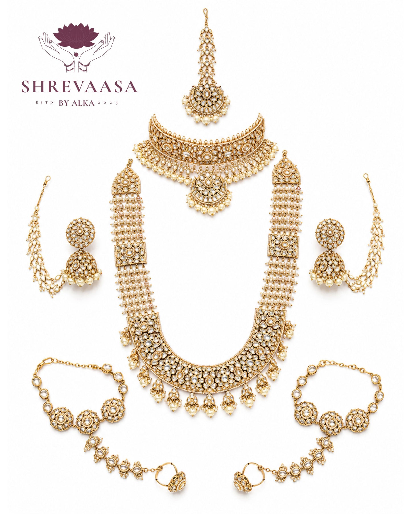 Royal Rajwadi Kundan Polki Bridal Jewellery Set for Rent
