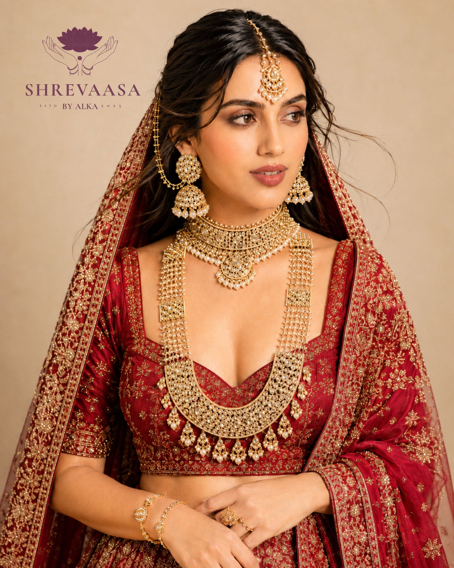 Royal Rajwadi Kundan Polki Bridal Jewellery Set for Rent