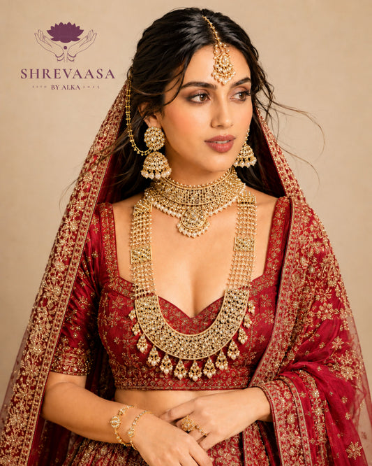 Royal Rajwadi Kundan Polki Bridal Jewellery Set for Rent